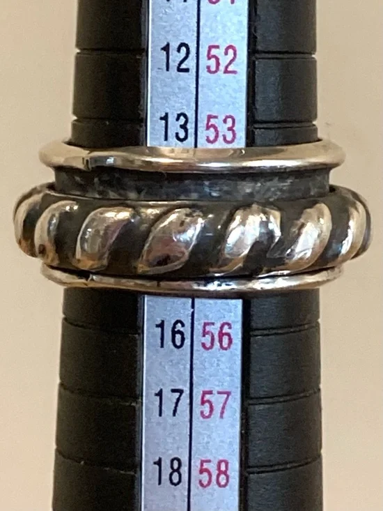 Sterling Silver 925 Mexico Rope Spinner Ring Size 7 - Picture 12 of 15
